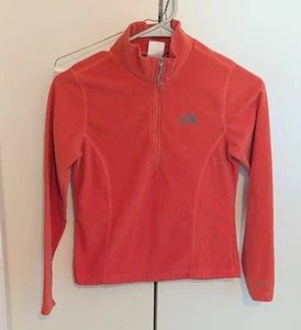 The North Face Tka 100 1/4 Zip Fleece Girls Size M Orange Pullover - Picture 1 of 10