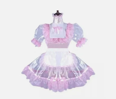 Transparente PVC Francés Maid Sissy Niña Vestido Cosplay Disfraz Hecho a Medida Foto 1 de 4