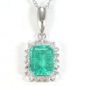 Platin 900 850 Collier Smaragd 1,45 Diamant 3,6 g 41 cm versandkostenfrei gebraucht - Bild 1 von 5