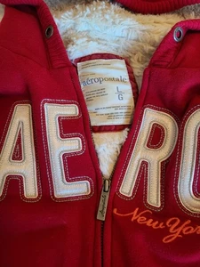 Aeropstale Sweatshirt Damen Large rot Kunstfell gefüttert Full Zip Hoodie - Bild 1 von 11