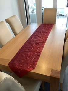 Table Runner Faux Silk Sequin Embellished 12.5”x 69” In A Rich Burgundy Red - Picture 1 of 5