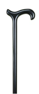 Durable Wooden Black Derby Handle Crook Stick with Rubber Ferrule - Picture 1 of 1