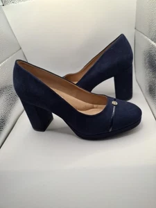 Giani Bernini Woman Pumps Microsuede 3" Block Heel Navy 7 New Memory Foam Arch.. - Picture 1 of 21