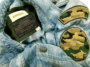 *HOT Men's DIESEL @ SEQUA 68D CHORE PARKA PATCHED Denim Jacket Jeans S (*Fit XS) - Picture 1 of 15