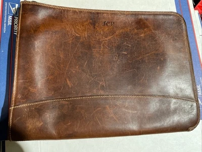 Levenger Briefolio Brown Leather Laptop Sleeve - Image 1 of 4