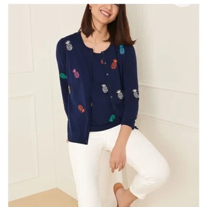 Talbots CHARMING CARDIGAN - TOSSED PINEAPPLE size L - Picture 1 of 7