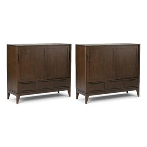 Harper HARDWOOD 48" WDTall Storage Cabinet & 3 Drawers Setof 2 in Walnut Brown - Picture 1 of 10
