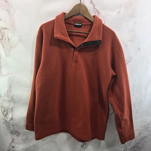Uniqlo Pullover Herren Large Orange Fleece Mid Layer Sweater Viertelknopf  - Bild 1 von 12
