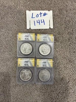 Morgan Dollar - Lot Of 4. 90% Silver ANACS Cleaned. Lot # 144 See Pics. - Image 1 of 4