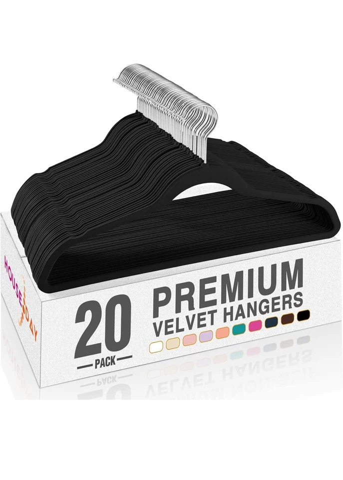 Perchas de terciopelo premium antideslizantes finas flocadas de fieltro perchas resistentes para colgar ropa... Foto 1 de 1