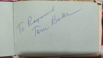 Tom Baker Dr Who  1970's Autograph Page,  signed in 'Ink' Not a print - Image 1 of 2