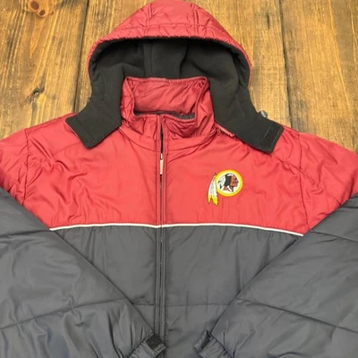 Reebok Washington Redskins Puffer Jacket mens XL Full Zip removable hood vintage - Image 1 of 4