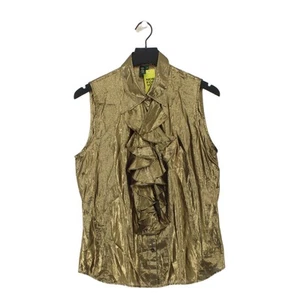 Ralph Lauren Women's Blouse UK 12 Gold Silk with Other Sleeveless Collared Basic - Picture 1 of 5