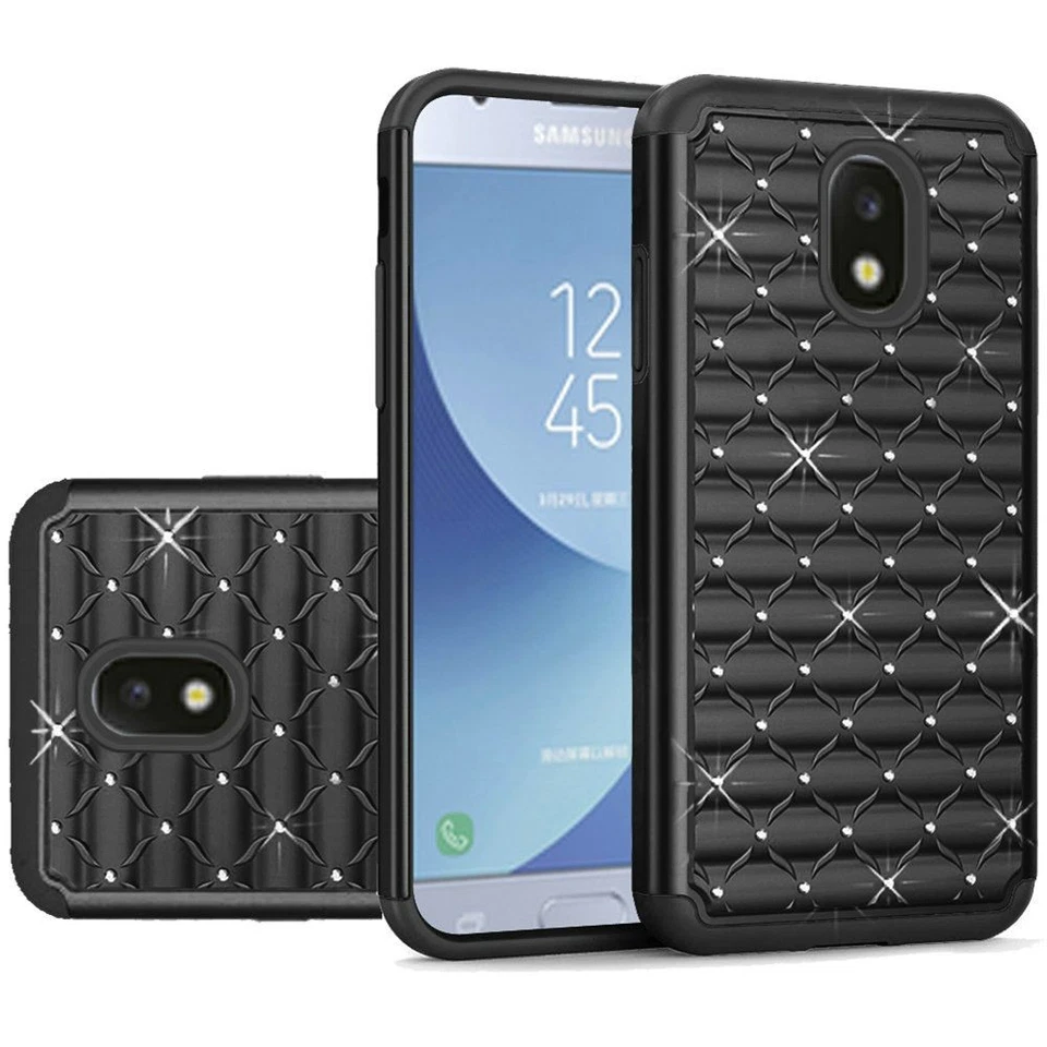 "Funda híbrida resistente GSA para Samsung Galaxy J3 (2018) - negra con tachuelas" Foto 1 de 1