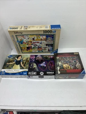 Rompecabezas Disney Carteles de Películas Blancanieves Villians COMPLETO Lote de 4 Foto 1 de 4