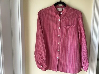 Studio Works S 100% LINEN Pink Striped Button Up Shirt/Jacket LS  Small - Изображение 1 из 4