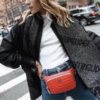 Henri BENDEL 712 Red Quilted Fanny Pack Belt Bag With Chain Like New - Image 1 of 4