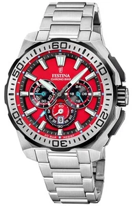 Festina Chrono Bike 2025 (45.5mm) Red Dial / Stainless Steel Bracelet F20724/5 - Picture 1 of 4