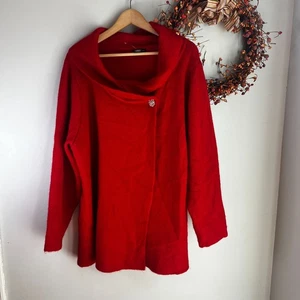 Adrienne Vitadini Damen Übergröße 3X Pullover Cardigan Wickeloptik Rot Wollmischung - Bild 1 von 12