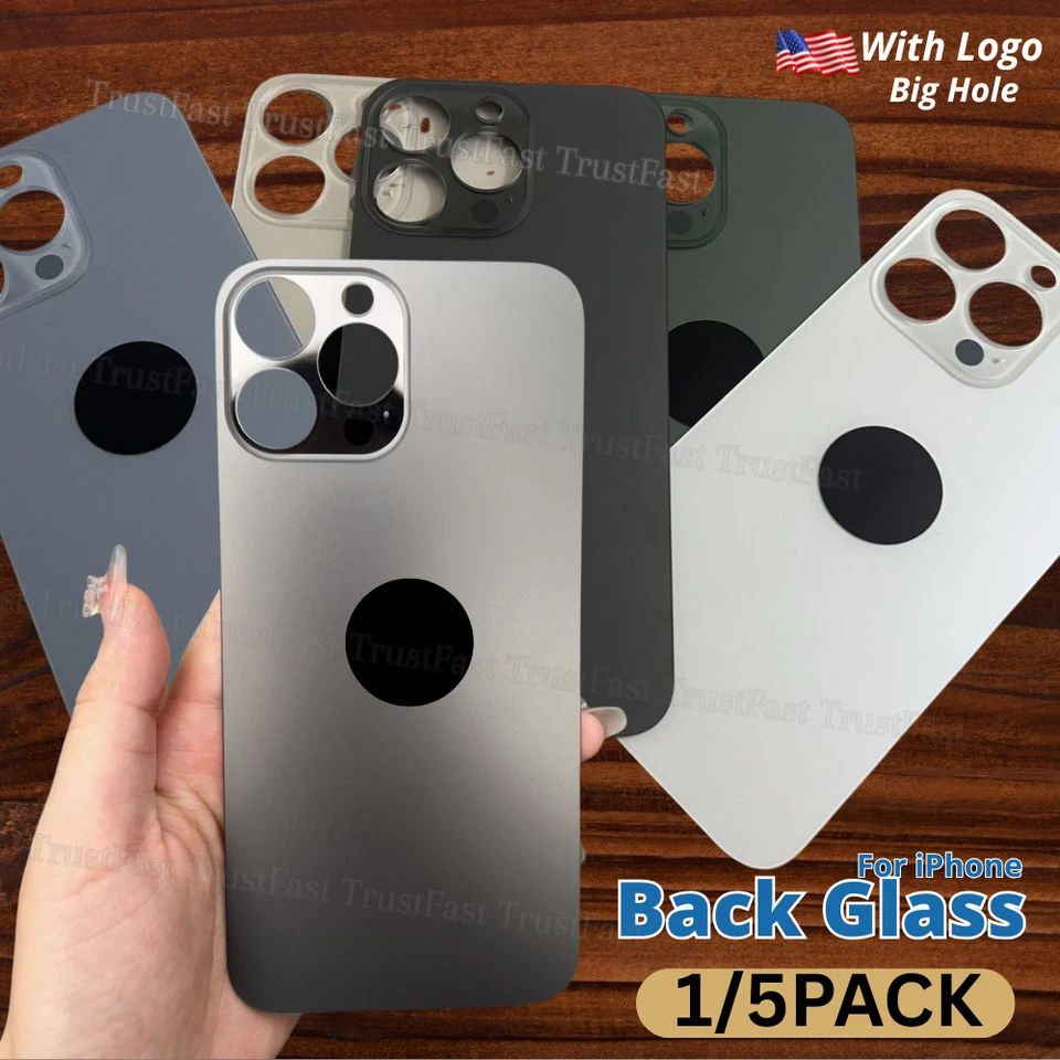 Lote de cubierta trasera de vidrio de repuesto con orificio grande para iPhone 8 11 12 13 14 15 XR XS Foto 1 de 1
