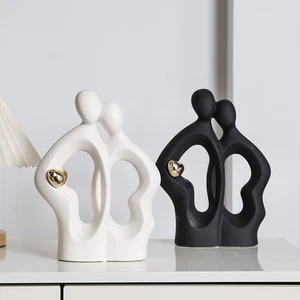 Couple Figurine Abstract Figure Sculpture for Bookshelf Bedroom Office - Picture 1 of 13