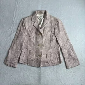 Barneys New York Blazer Jacket Womens 42 Light Pink Wool Blend Single Breasted * - Picture 1 of 9