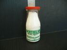 Northland Dairy NH Littleton North Conway 1/2 Pint Milk Bottle Round Green Pyro