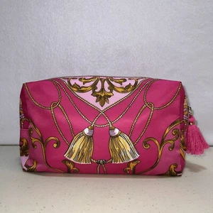 Estee Lauder Pink Cometic Bag Gold Rope Tassel Print 10" Recycled Materials - Picture 1 of 6