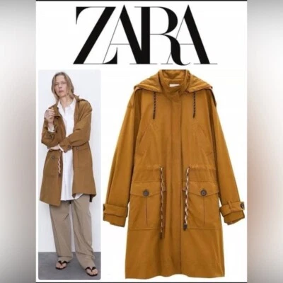 Chaqueta con Capucha ZARA Mezcla Algodón Con Cordón en Contraste Talla M Foto 1 de 4