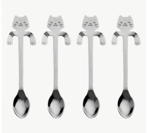 Coffee Spoon Cat Kitchen Flatware Stainless Steel Tea Spoon Dinnerware Set Of 4 - Picture 1 of 5
