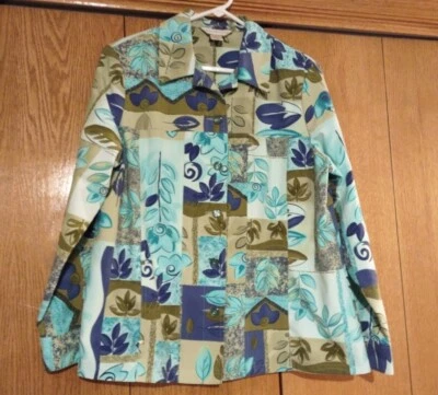 Allison Daley Womens Jacket Size 16 Button Front Hand Pockets Green Floral NWOT - Image 1 of 4