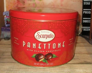 Leere Scarpato Panettone glasierte Kastanien Dose mit Deckel groß ohne Nüsse - Bild 1 von 7