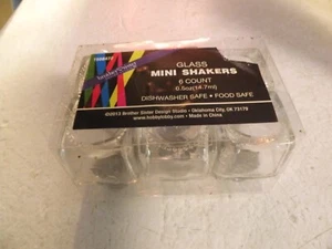 BROTHER SISTER DESIGN STUDIO GLASS MINI SALT PEPPER SHAKERS NIP 6 COUNT 0.5 OZ. - Picture 1 of 3