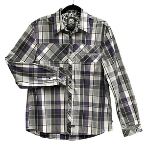English Laundry BLAQUE LABEL Purple Plaid Shirt With Contrast Trim Men’s XL - Picture 1 of 12