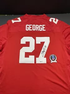 EDDIE GEORGE SIGNED OHIO STATE BUCKEYES RED JERSEY BECKETT 955 - Picture 1 of 4