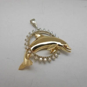 NIÑAS Precioso Colgante de Delfín Moissanita 2Ct en Chapado en Oro Dos Tonos Plata - Imagen 1 de 7