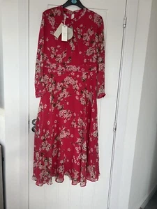 HOBBS SIZE 12 DRESS HELENA PINK FLORAL 100% SILK LONG NEW WITH TAGS RRP £329 - Picture 1 of 13