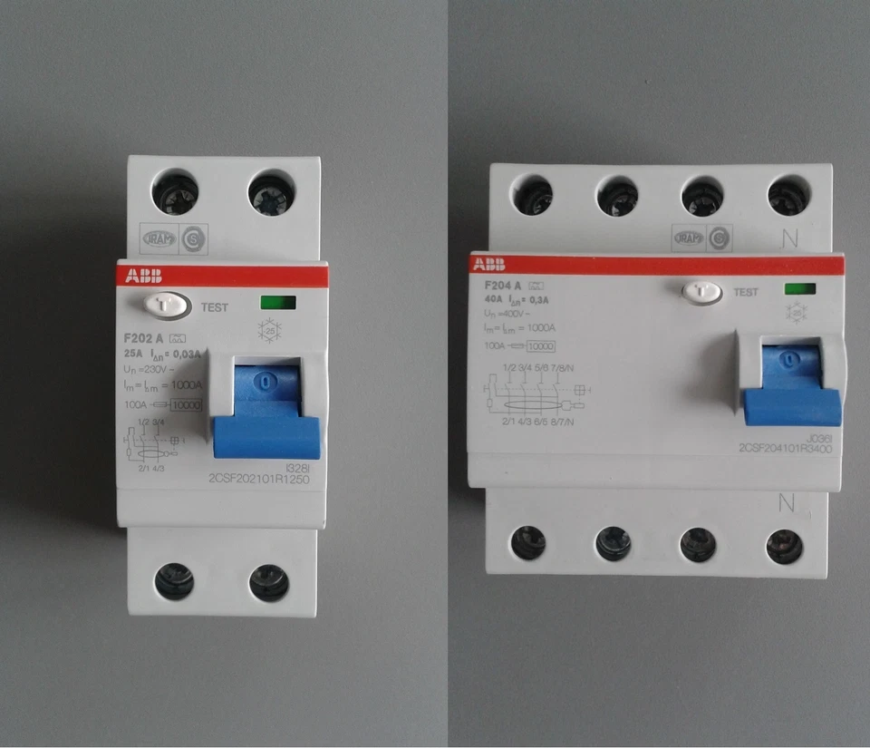 ABB - FI-Schalter FI-Schutzschalter 2/4 polig - F202/F204 , 25/40/63A, wählbar ⚡ - Bild 1 von 1