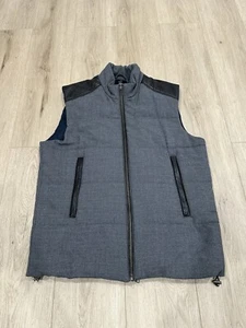 VINCE Wool Blend Leather Trim Men's Vest Size Large Gray - Picture 1 of 11