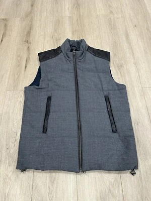 VINCE Wool Blend Leather Trim Men's Vest Size Large Gray - Image 1 of 4