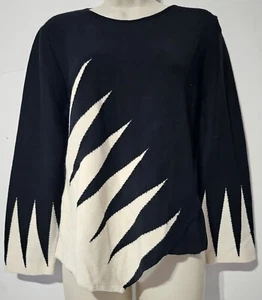 Fiore Bella Pullover Long Sleeve Sweater Top Black/ White Size S - Picture 1 of 3