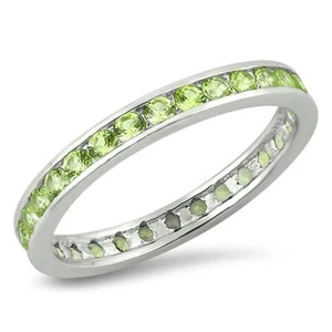 USA Seller Eternity Ring Sterling Silver 925 Selectable Best Jewelry Peridot CZ - Picture 1 of 2