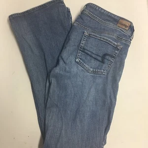 AMERICAN EAGLE KICK BOOT  STRETCH WOMENS JEANS 8 Med Wash Distressed - Picture 1 of 5