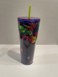 Starbucks Summer 2023 Blue Hawaii Floral Hibiscus Cold Cup Tumbler Venti 24 oz - Picture 1 of 8