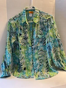 Ruby Road Womens Petite Small Long Sleeve Teal/Green Blouse/Shirt - Picture 1 of 9