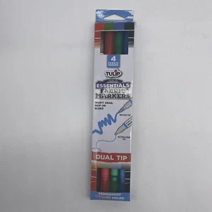 Tulip 4 Dual Tip Fabric Markers Brush Tip And Extra Fine Tip - Picture 1 of 4