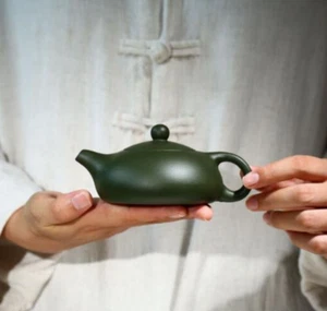 200ml Yixing Zisha Raw Ore Green Clay Teapot Tea Brew Chinese Handmade Xishi Pot - Bild 1 von 10