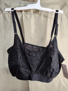 Auden Bralette taglia small leggermente foderata collo a scoop nero pizzo rete wireless nuova con etichette - Foto 1 di 3