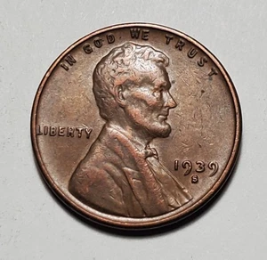 Lincoln Wheat Penny 1939 S #C8877 - Imagen 1 de 2
