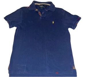 Polo Ralph Lauren Custom Fit M Large Polo Shirt Beads Patchwork Blue Rare - Picture 1 of 14